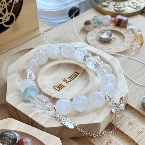 Libra Wind Gold Bracelet | White & Blue Natural Crystal Jewelry by OmKamaLibra Wind